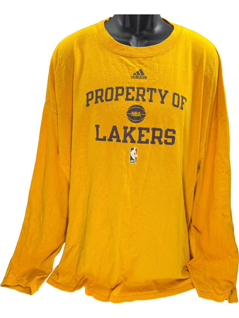 Vintage Y2K Los Angeles Lakers Adidas Long Sleeve T-Shirt 3XL Yellow Gold Kobe